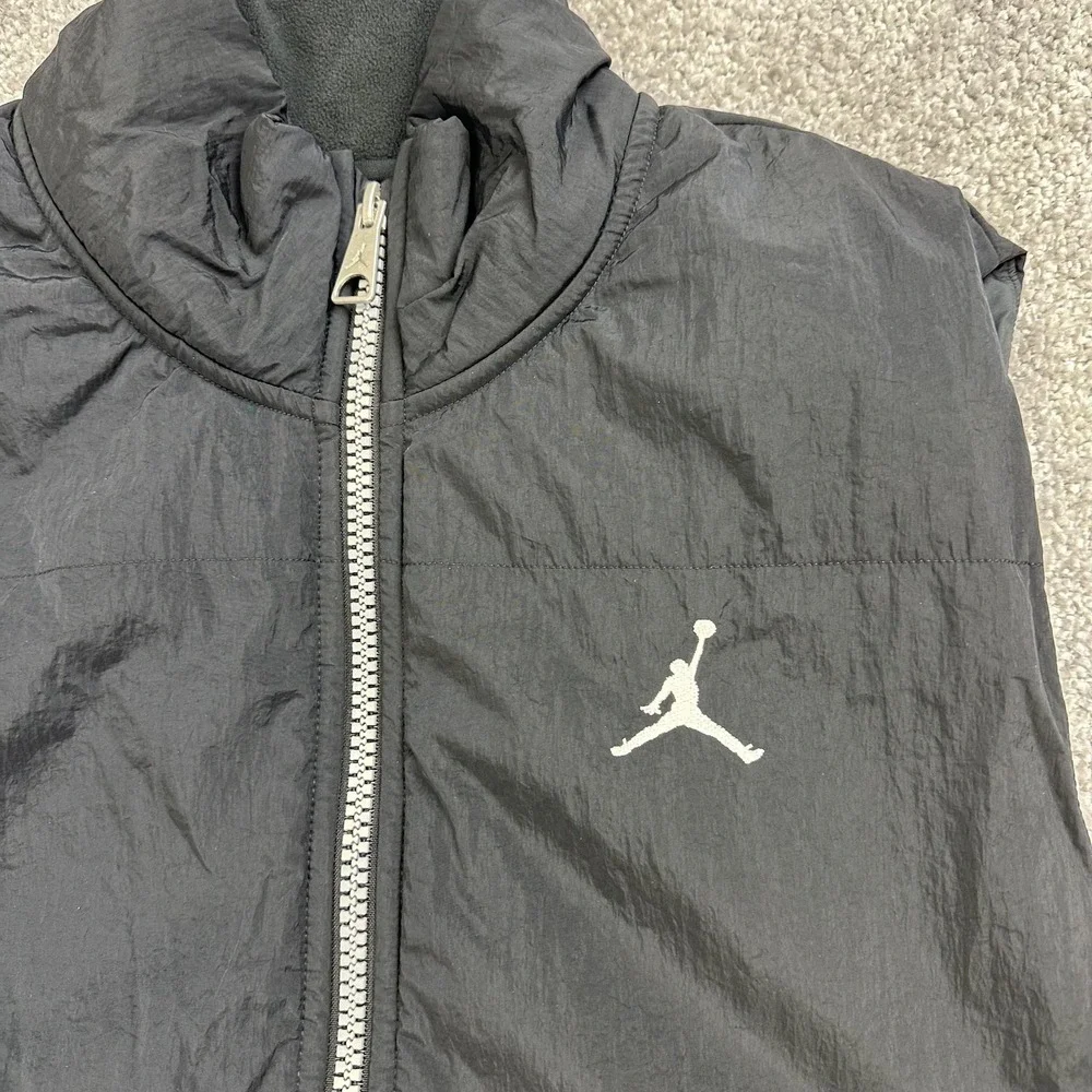 Jordan Essentials Vest Mens Small Black Fleece Full Zip Pockets Nike Air Jumpman